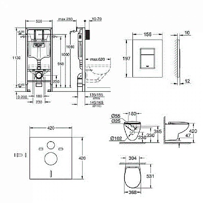 Комплект инсталляции с унитазом Grohe Solido 39586000(5в1)