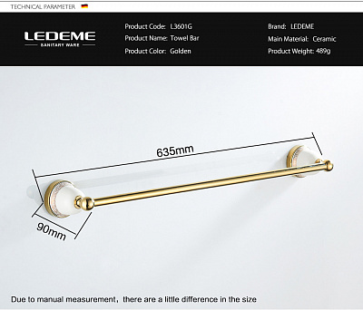 Полотенцедержатель 60см Ledeme L3601G