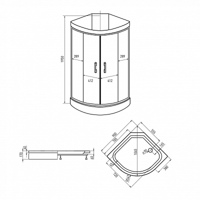 Душевая кабина 90х90 Erlit ER3509PE-C3
