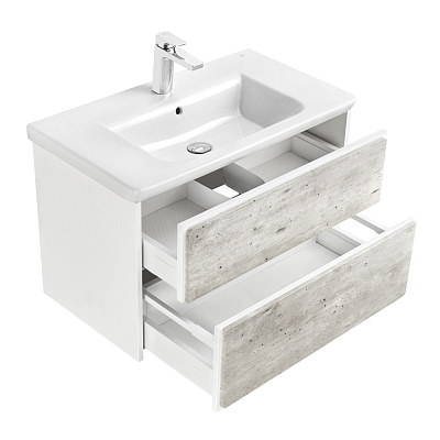 Тумба с раковиной Roca Ronda 80 белый матовый/бетон ZRU9303004