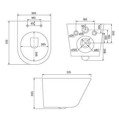 IDDIS Унитаз подвесной безободковый c системой смыва Торнадо, Calipso Q, CAQRDSEi25