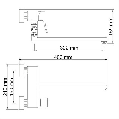 Смеситель для ванны с длинным изливом WasserKRAFT Aller 1062L