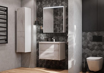 Тумба с раковиной Roca Ronda 70 белый матовый/бетон ZRU9303003