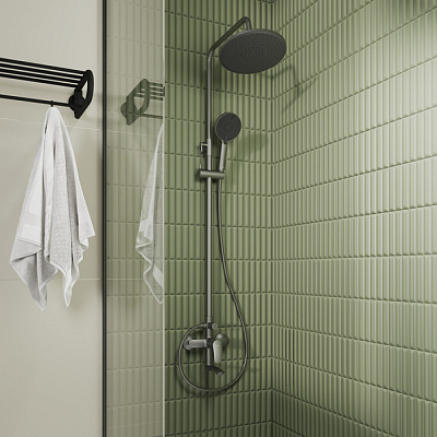 Душевая система с тропическим душем графит Milardo Rora RORGM4FM06