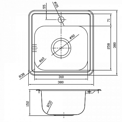 Мойка из нержавеющей стали Iddis Strit STR38P0i77K