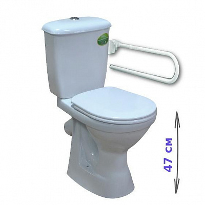 Унитаз-компакт Персона (выше на 5см) ЛЮКС (поручень белый) с сиденьем микролифт, арматурой УКЛАД Оскольская керамика 42301110001