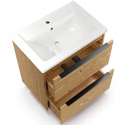 Тумба подвесная под раковину La Fenice Tesoro  60 см, дуб Канзас коричневый FNC-01-TES-DKK-60-2