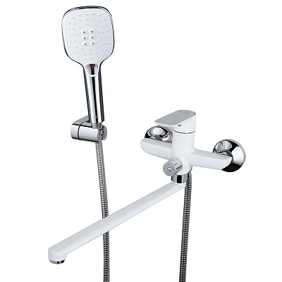 Смеситель для ванны белый длинный излив Gappo G2248