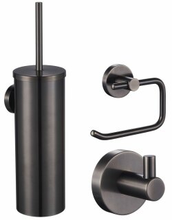 Набор аксессуаров из 3 предметов крючок, держатель для бумаги, ершик Wonzon & Woghand, темный графит ww-8100-gm