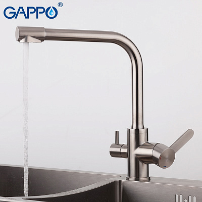 Смеситель для кухни с каналом для фильтрованной воды Gappo G4399-1 сатин