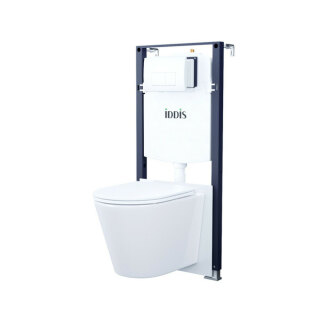 Подвесной унитаз с инсталляцией и клавишей смыва белой, Basic, IDDIS, BASC030i73