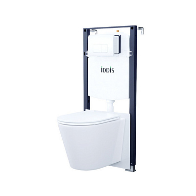 Подвесной унитаз с инсталляцией и клавишей смыва белой, Basic, IDDIS, BASC030i73