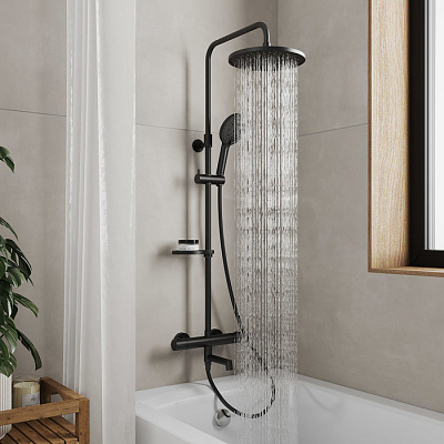 Душевая система с термостатом Milardo Ideal Spa ILSBLTHM06 цвет черный
