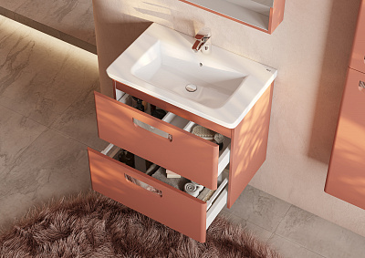 Тумба под раковину Roca The Gap Original 70, 2 ящика, терракота, ZRU9307838