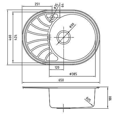 Мойка нерж. IDDIS SUNO 650*460 полированная, чаша справа SUN65РRi77