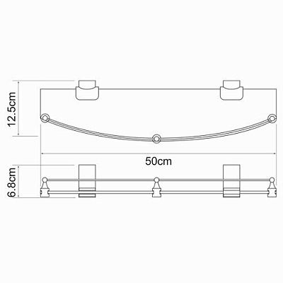 Полка стеклянная с бортиком WasserKraft Leine K-5044WHITE