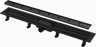 Водоотводящий желоб с порогами для перфорированной решетки AlcaPlast APZ10BLACK-750M, черный-мат