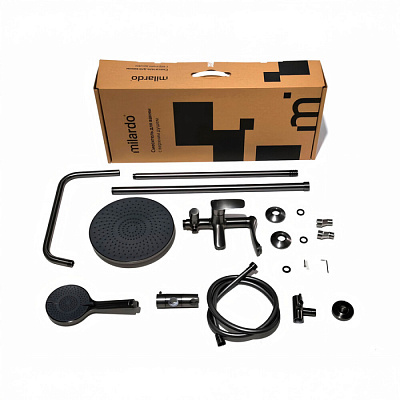 Душевая система с тропическим душем графит Milardo Rora RORGM4FM06