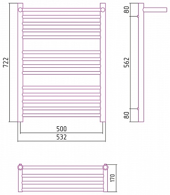 Полотенцесушитель комбинированный Сунержа Богема-ПРОФИ с 1 полкой 800x500