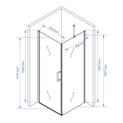 Душевое ограждение 100х100 MONTEREY EX-217 хром прозрачное стекло 8мм
