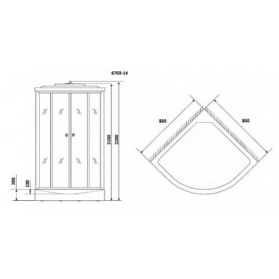 Душевая кабина 80х80 угловая Niagara Classic NG-6703-14 четверть круга