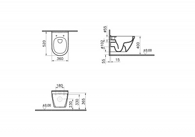 Инсталляция с унитазом VitrA S50 9003B003-7203 комплект 4 в 1 с сиденьем микролифт безободковый цвет клавиши глянцевый белый