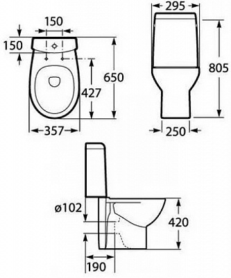 Бачок унитаза Roca Victoria nord 341ND0000 (нижний подвод, расстояние 15см)
