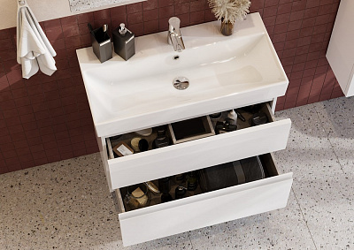 Тумба под раковину Roca Oleta 80 белый глянец, 2 ящика, A857640806