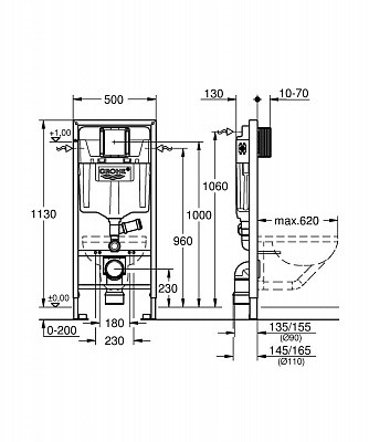 Инсталляция для унитаза Grohe Rapid SL 39702000