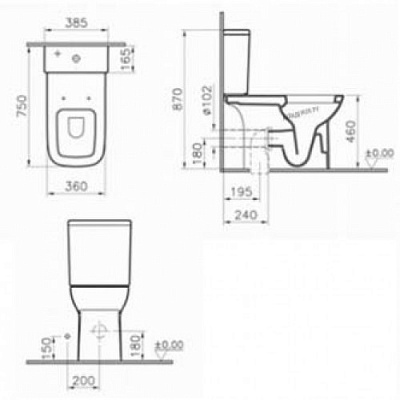 Унитаз пристенный Vitra S20 9800В003-7204