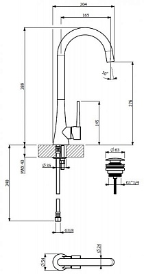 Смеситель для накладной раковины CEZARES TINK-LC TINK-LC-01-W0