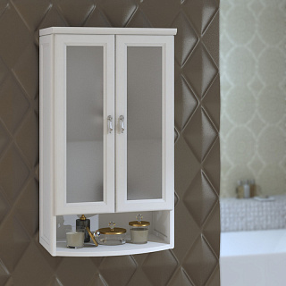 Шкаф Клио подвесной  2 створчатый, цвет белый, с матовым стеклом