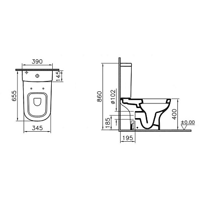 Унитаз-компакт Vitra D-Light 9014В003-7206 (сиденье стандарт)