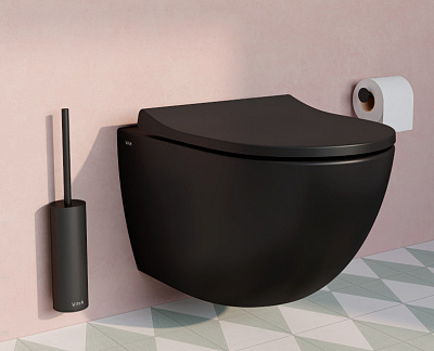 Подвесной безободковый унитаз черный VitrA Sento 7748B083-0101