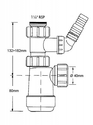Нижняя часть сифона 1 1/4 MRW2-40NW-WM