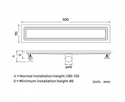 Душевой трап 70*500мм Gappo G85007-4 нержавеющая сталь