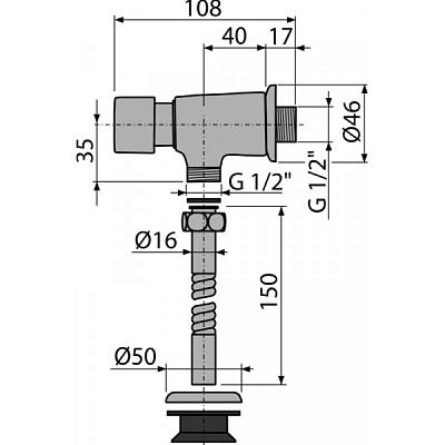 Кран смывной для писуара AlcaPlast ATS001