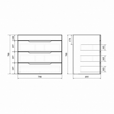 Тумба напольная MIRSANT Soho Quadro 80 УТ000043908 (раковина Deep-80)
