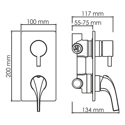 Смеситель для ванны и душа WasserKRAFT Sauer 7171