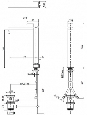 Смеситель для накладной раковины CEZARES UNIKA-LC UNIKA-LC-NOP-W0