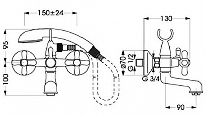 Vidima Смеситель для ванны РЕТРО BA128LS