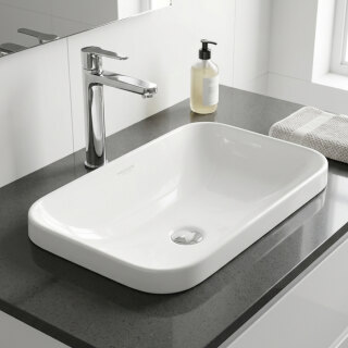 Раковина на столешницу врезная Sanita Luxe Infinity Inside 60см INF60SLWB01I, прямоугольная, фарфор
