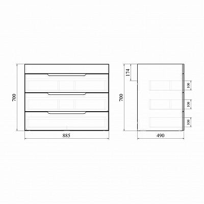 Тумба напольная MIRSANT Soho Quadro 90 УТ000085918 (раковина Deep 90)