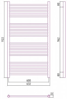 Полотенцесушитель комбинированный Сунержа Богема-ПРОФИ прямая 1200x600