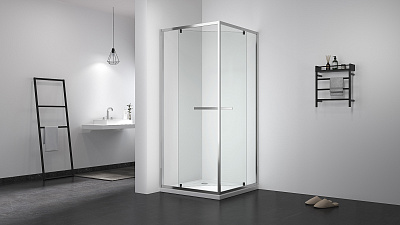 Душевое ограждение 100х100 MONTEREY EX-508 квадрат хром прозрачное 6мм (Side Sliding)