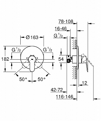 Панель для душа GROHE BAU EDGE 29078000 с механизмом