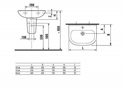 Раковина подвесная Roca Access 550x420, 1 отверстие ZRU9307609