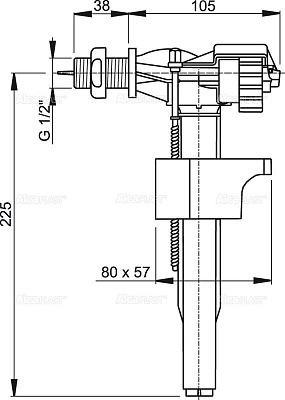 Впускной механизм с боковой подводкой и метал.резьбой (для керамических бачков) AlcaPlast A16-3/8"