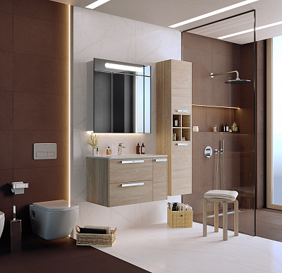 Тумба с раковиной Roca Lago 80 светлый дуб 857296444