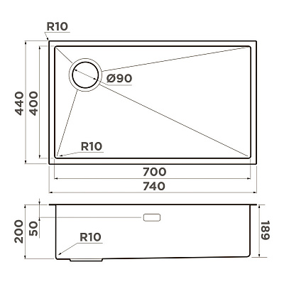Мойка кухонная Artekey OMOIKIRI TAKI 74-U/IF-L SIDE 4997471 нержавеющая сталь